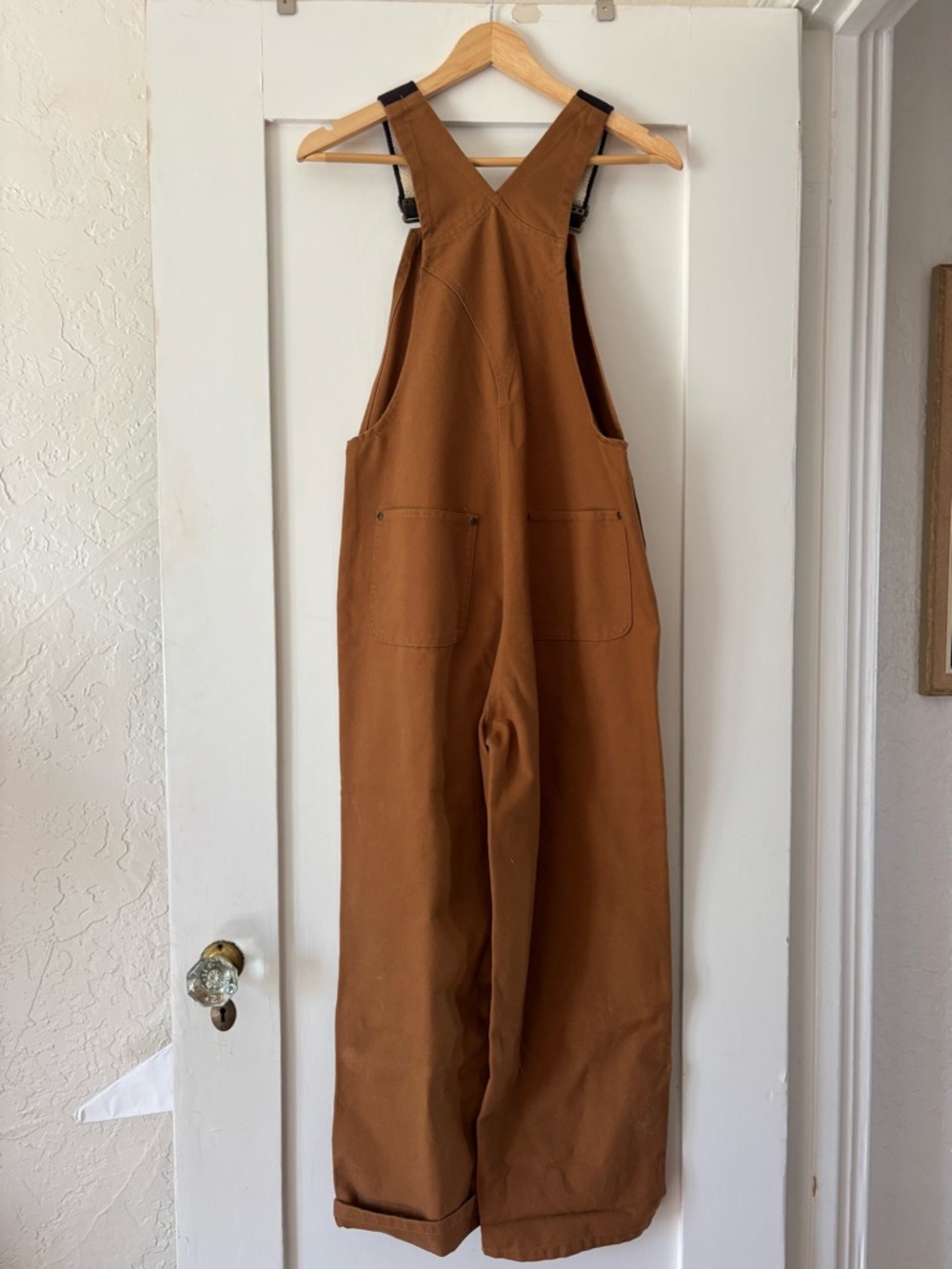Carhartt Tan/Brown Duck Bib Overalls with Dark Straps - Picture 8 of 9
